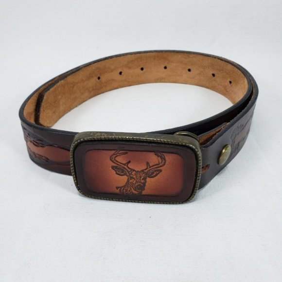 Vintage Other - Awesome Vintage (70''s!) Leather Hand Tooled Deer Western Belt